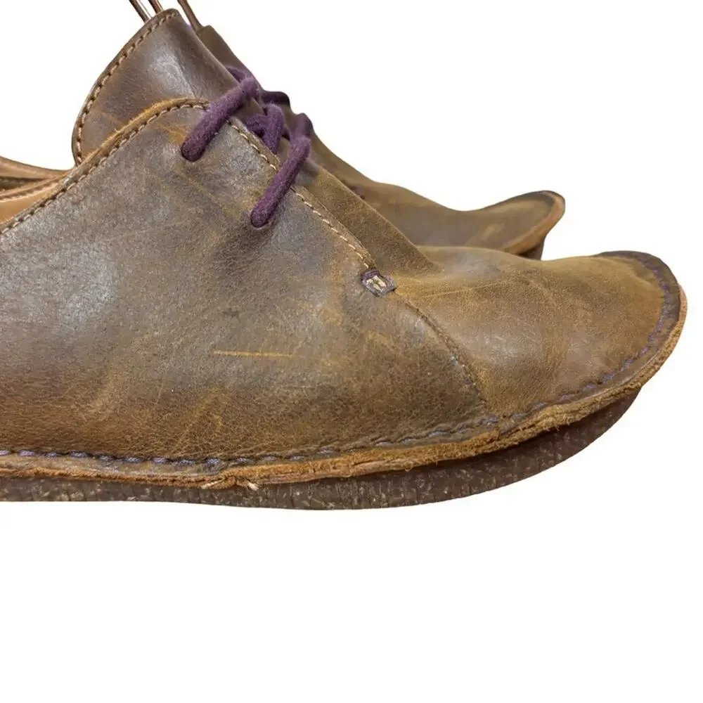 Clarks Unstructured Janey Mae Brown Leather Lace Up Oxford Shoes Comfort sz 8.5